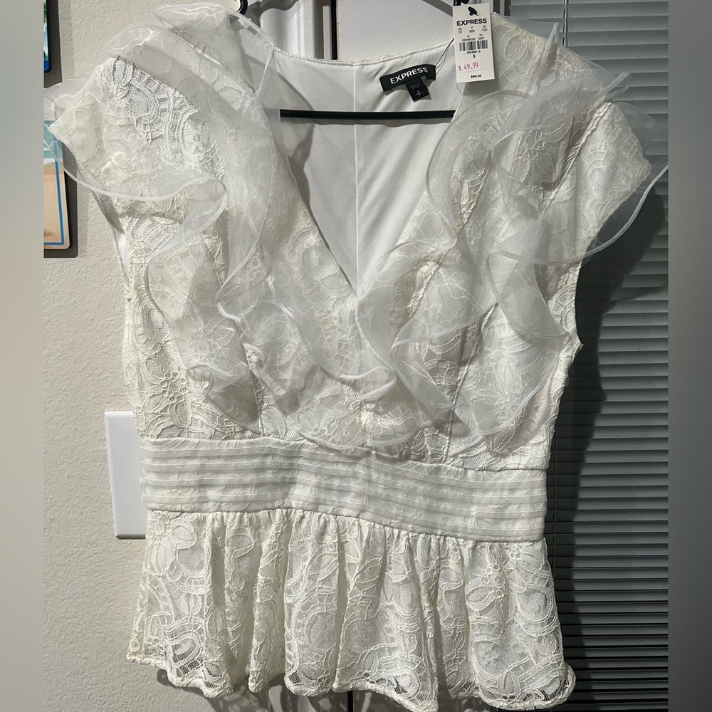 Express White Lace Top